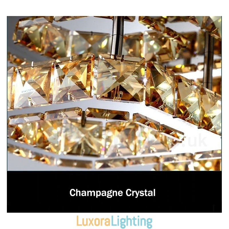 Designer Touch Decorative Dimmable Modern Square Crystal Flush Mounted Ceiling Lights with Remote Control