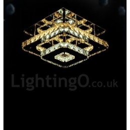 Designer Touch Decorative Dimmable Modern Square Crystal Flush Mounted Ceiling Lights with Remote Control