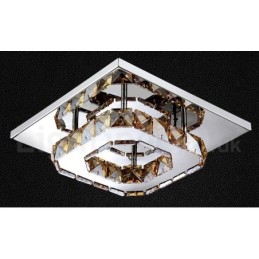 Designer Touch Decorative Dimmable Modern Square Crystal Flush Mounted Ceiling Lights with Remote Control