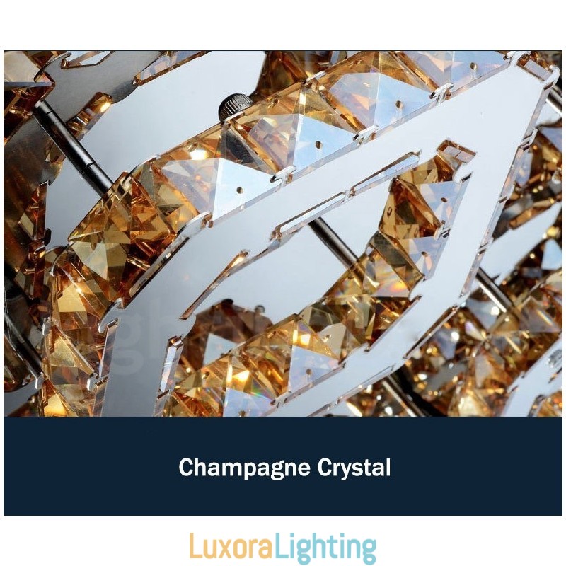 Designer Touch Decorative Dimmable Modern Square Crystal Flush Mounted Ceiling Lights with Remote Control