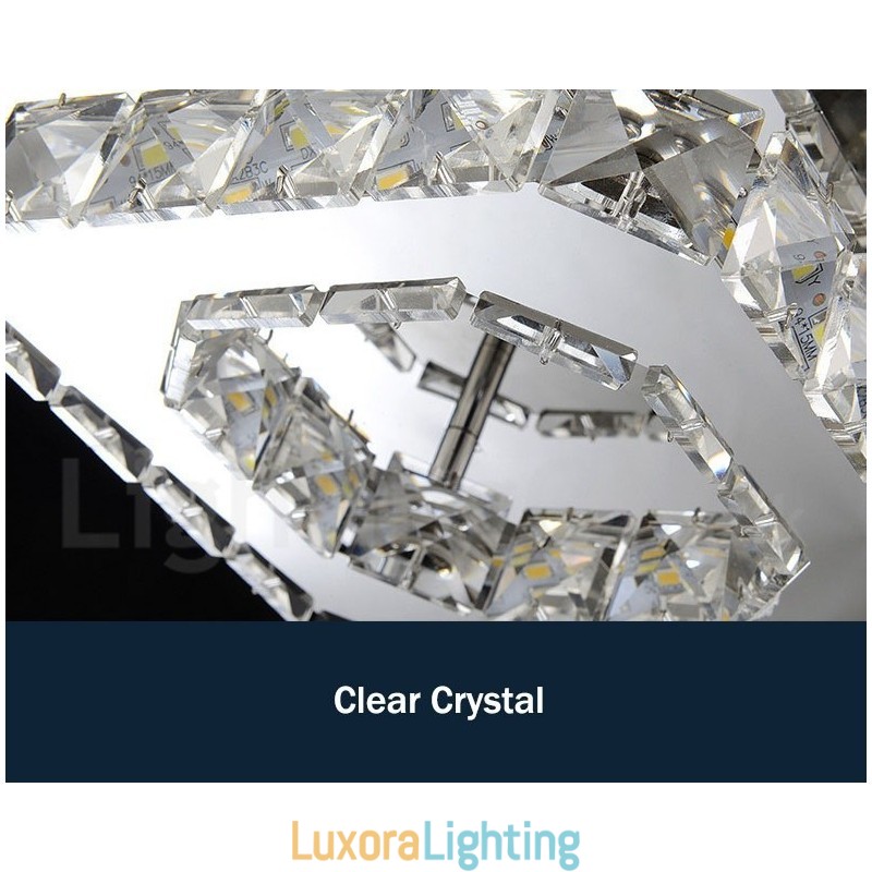 Designer Touch Decorative Dimmable Modern Square Crystal Flush Mounted Ceiling Lights with Remote Control