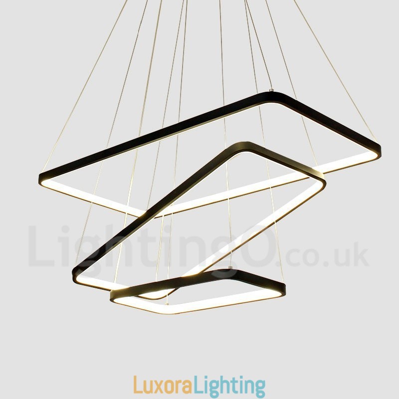 Designer Touch Decorative Dimmable Pendant Light with Remote Control Modern Design Three Rectangles