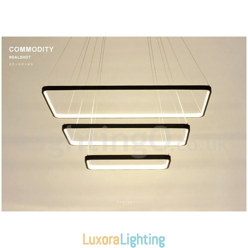 Designer Touch Decorative Dimmable Pendant Light with Remote Control Modern Design Three Rectangles