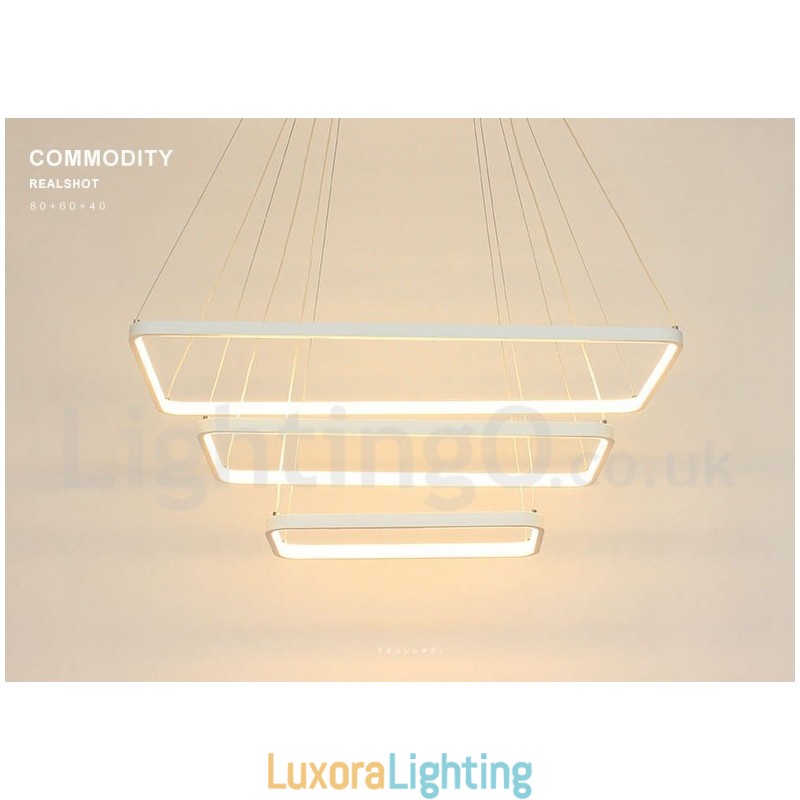 Designer Touch Decorative Dimmable Pendant Light with Remote Control Modern Design Three Rectangles