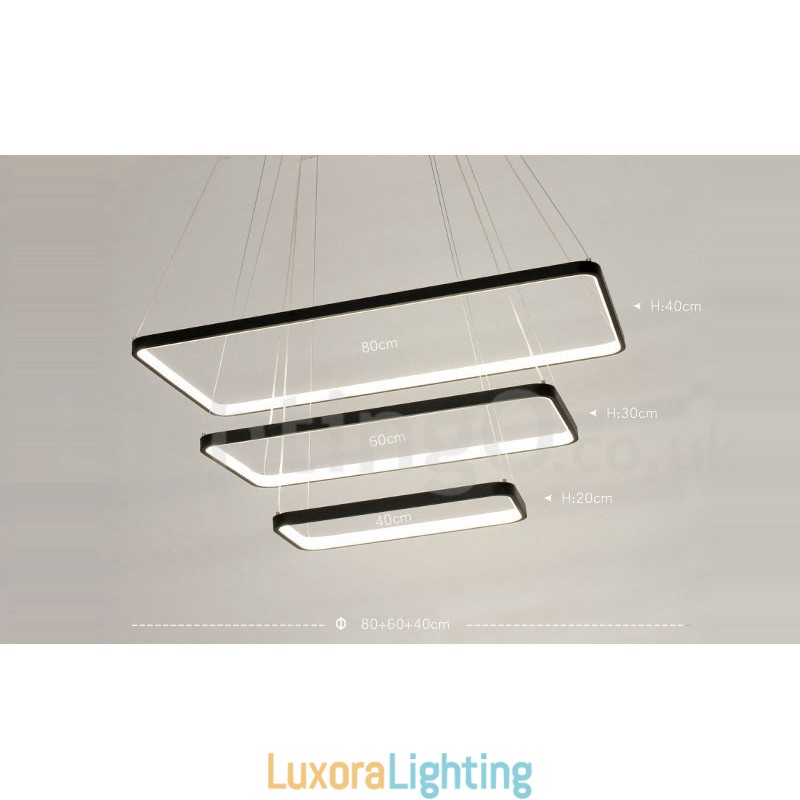 Designer Touch Decorative Dimmable Pendant Light with Remote Control Modern Design Three Rectangles
