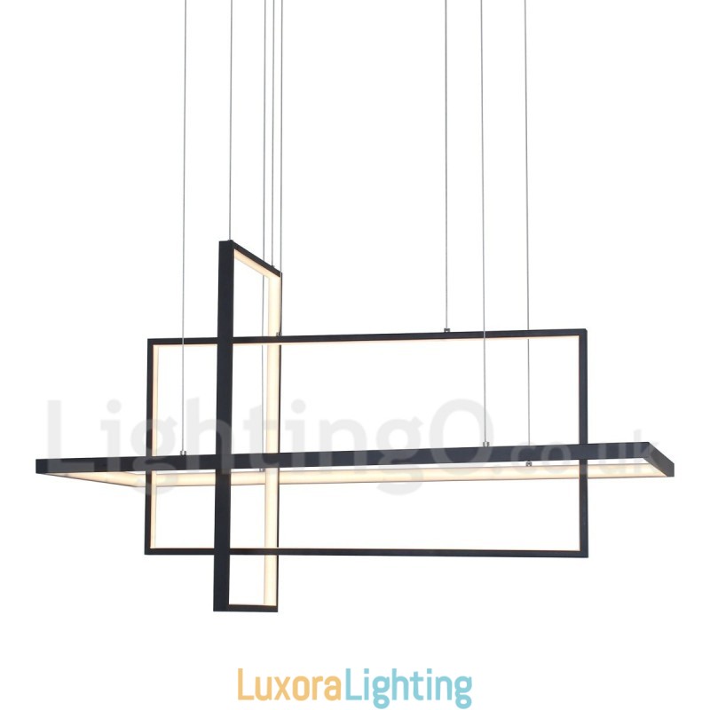 Designer Touch Decorative Dimmable Pendant Light with Remote Control Modern Design Three Rectangles