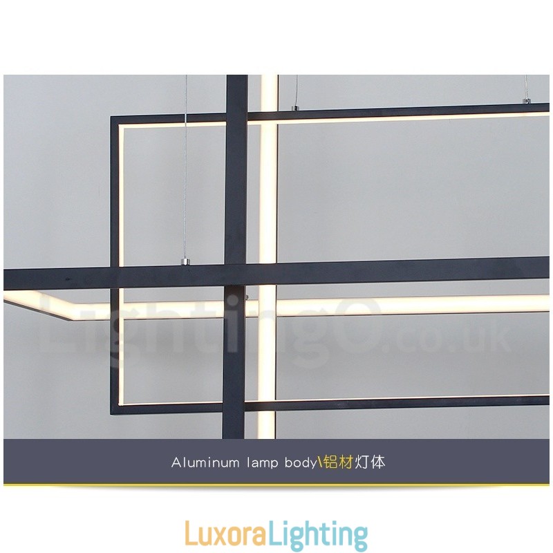 Designer Touch Decorative Dimmable Pendant Light with Remote Control Modern Design Three Rectangles