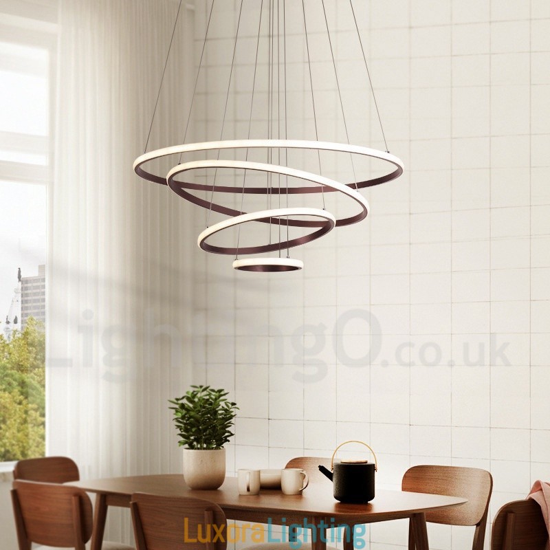Designer Touch Decorative Dimmable Outside the Circles Light Pendant Light with Remote Control Modern Design Rings