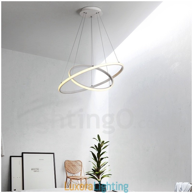 Designer Touch Decorative Dimmable Outside the Circles Light Pendant Light with Remote Control Modern Design Rings