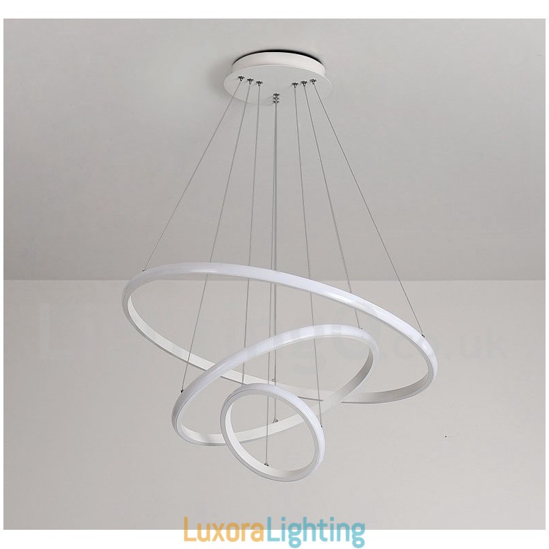 Designer Touch Decorative Dimmable Outside the Circles Light Pendant Light with Remote Control Modern Design Rings