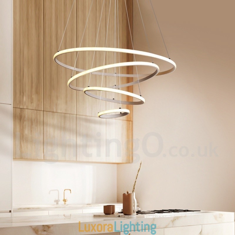 Designer Touch Decorative Dimmable Outside the Circles Light Pendant Light with Remote Control Modern Design Rings
