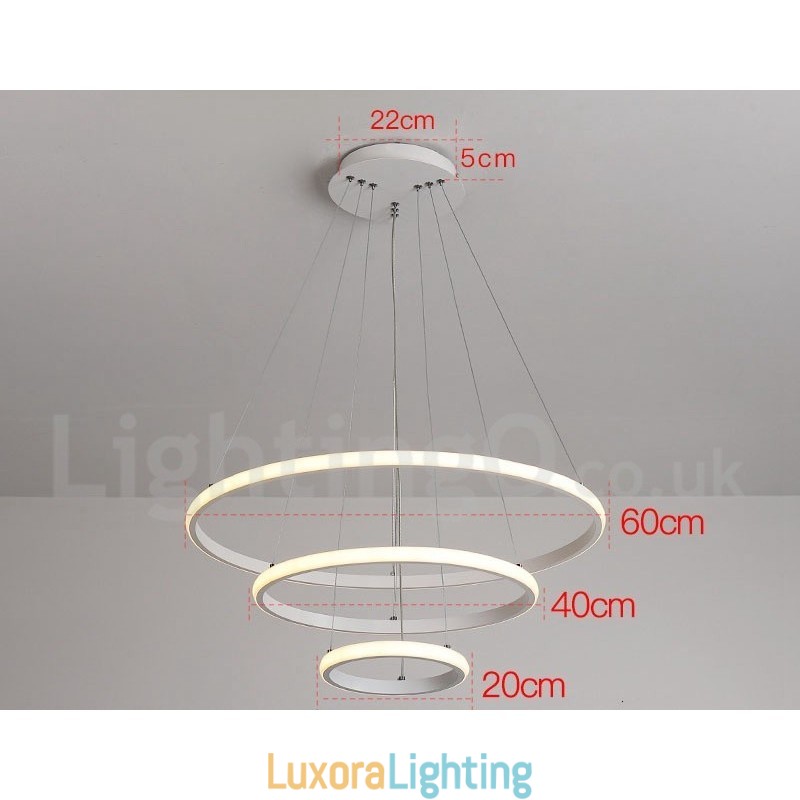 Designer Touch Decorative Dimmable Outside the Circles Light Pendant Light with Remote Control Modern Design Rings