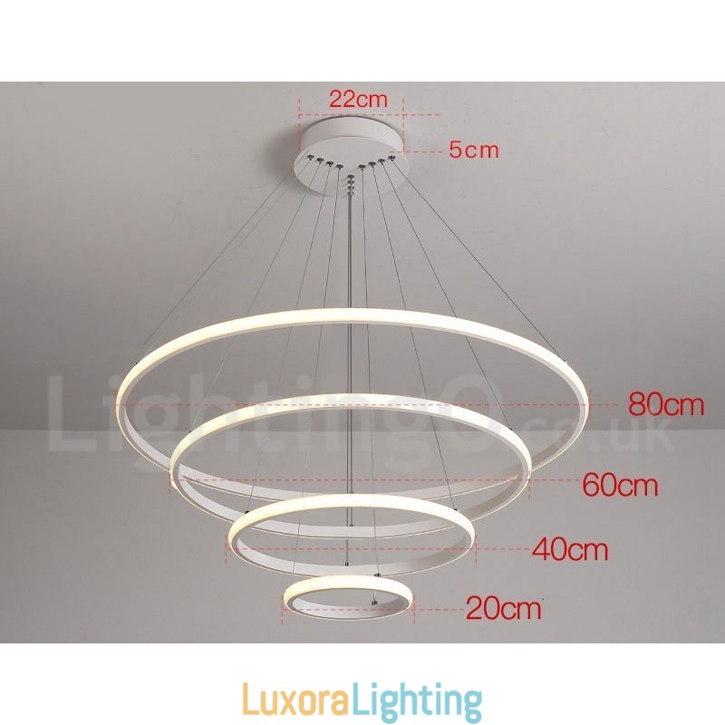 Designer Touch Decorative Dimmable Outside the Circles Light Pendant Light with Remote Control Modern Design Rings