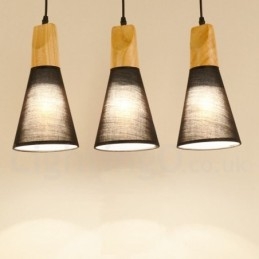 Designer Touch Decorative Wood Modern 1 Light 3 Lights Pendant Light with Fabric Shade