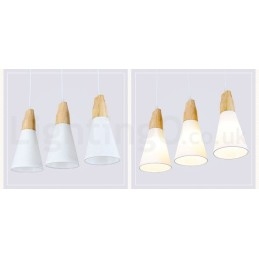 Designer Touch Decorative Wood Modern 1 Light 3 Lights Pendant Light with Fabric Shade