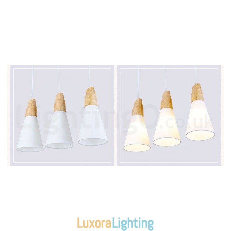 Designer Touch Decorative Wood Modern 1 Light 3 Lights Pendant Light with Fabric Shade