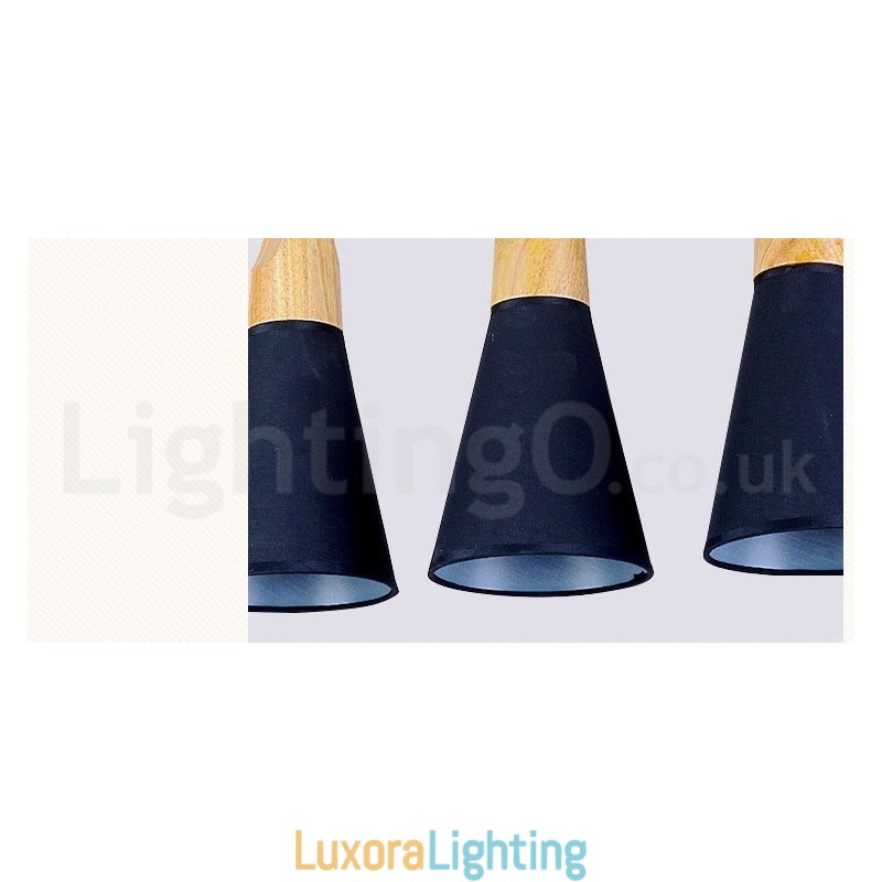Designer Touch Decorative Wood Modern 1 Light 3 Lights Pendant Light with Fabric Shade
