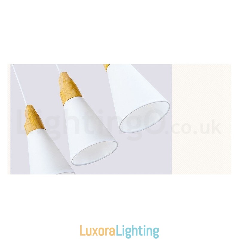 Designer Touch Decorative Wood Modern 1 Light 3 Lights Pendant Light with Fabric Shade