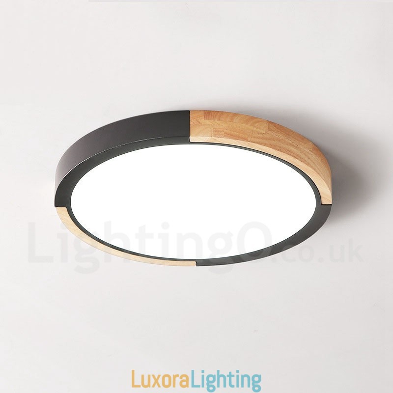 Designer Touch Decorative Ultra thin Multi Colour Round Wood Ceiling Lamp Solid Wood Acrylic Shade Ceiling Lamp Nordic Style