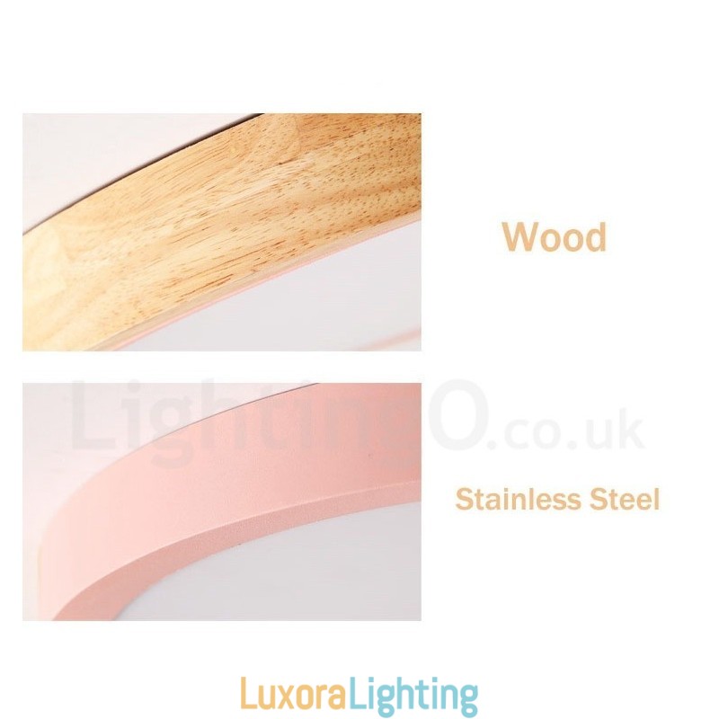 Designer Touch Decorative Ultra thin Multi Colour Round Wood Ceiling Lamp Solid Wood Acrylic Shade Ceiling Lamp Nordic Style