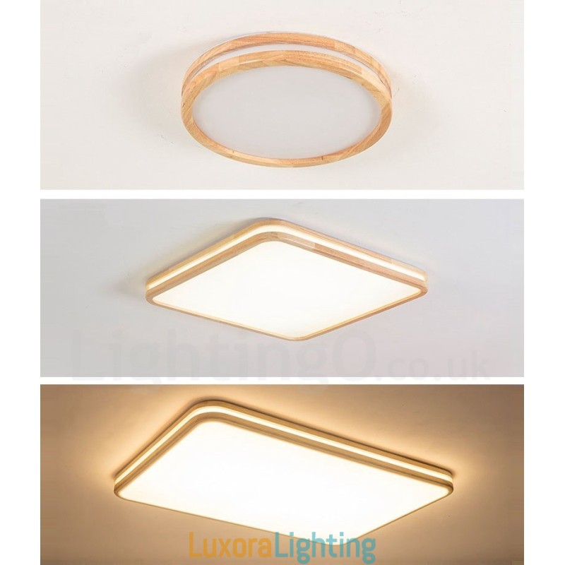 Designer Touch Decorative Ultra thin Round Square Rectangle Wood Ceiling Lamp Solid Wood Acrylic Shade Ceiling Lamp Nordic Style