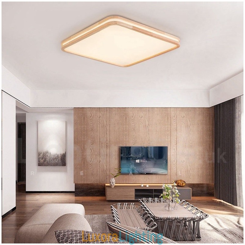 Designer Touch Decorative Ultra thin Round Square Rectangle Wood Ceiling Lamp Solid Wood Acrylic Shade Ceiling Lamp Nordic Style