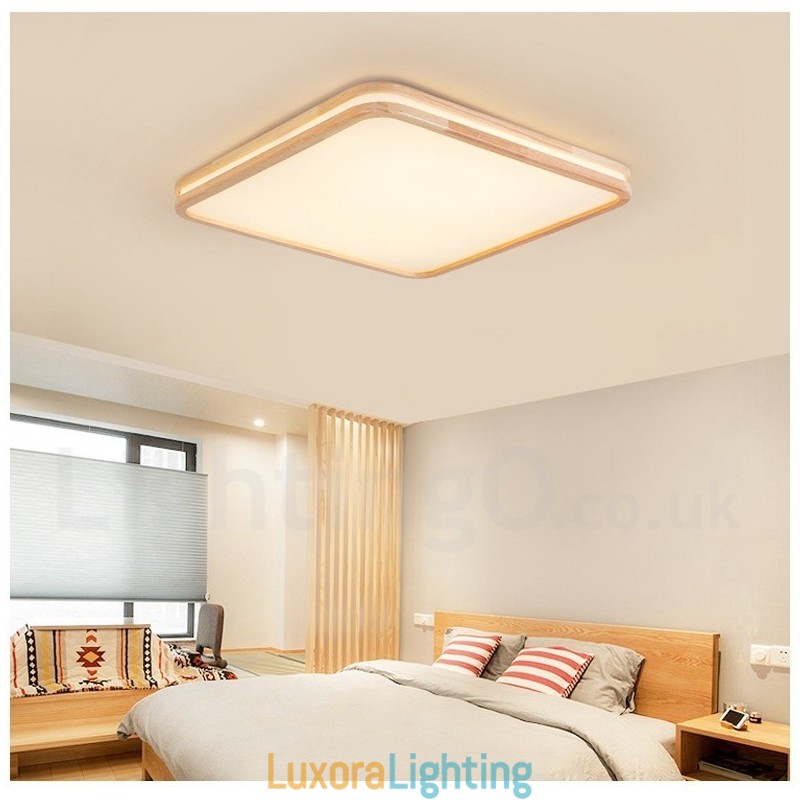 Designer Touch Decorative Ultra thin Round Square Rectangle Wood Ceiling Lamp Solid Wood Acrylic Shade Ceiling Lamp Nordic Style