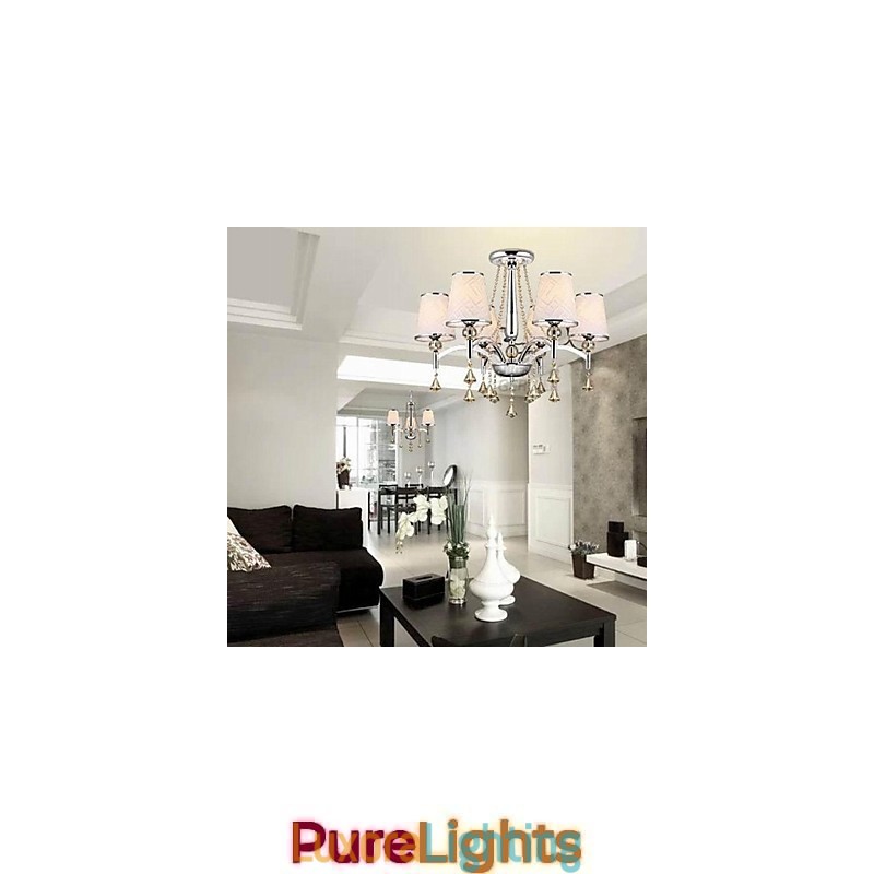 Designer Touch Decorative Modern Contemporary Crystal Chrome Metal Chandelier