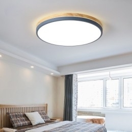 Designer Touch Decorative Dimmable Ultra thin Multi Colours Round Wood Ceiling Light with Acrylic Shade Ceiling Lamp Nordic Style