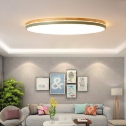 Designer Touch Decorative Dimmable Ultra thin Multi Colours Round Wood Ceiling Light with Acrylic Shade Ceiling Lamp Nordic Style