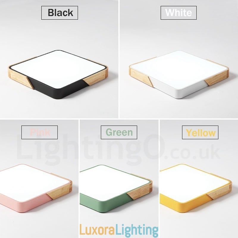 Designer Touch Decorative Dimmable Ultra thin Multi Colours Square Wood Ceiling Light with Acrylic Shade Ceiling Lamp Nordic Style