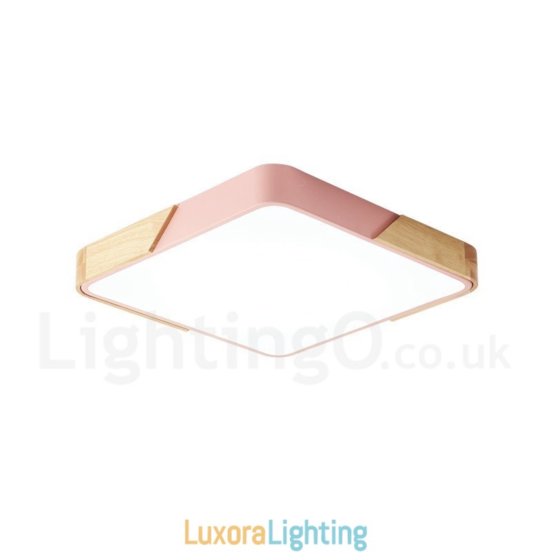 Designer Touch Decorative Dimmable Ultra thin Multi Colours Square Wood Ceiling Light with Acrylic Shade Ceiling Lamp Nordic Style