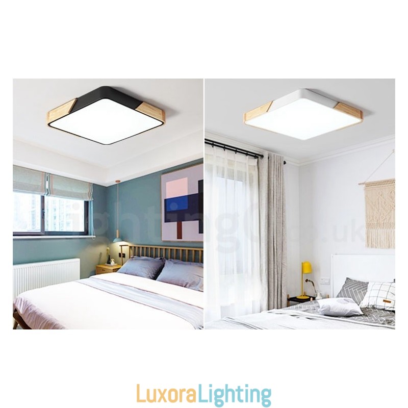 Designer Touch Decorative Dimmable Ultra thin Multi Colours Square Wood Ceiling Light with Acrylic Shade Ceiling Lamp Nordic Style