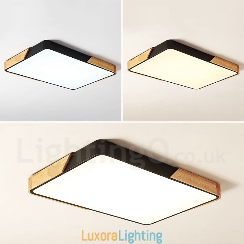 Designer Touch Decorative Dimmable Ultra thin Multi Colours Rectangle Wood Ceiling Light with Acrylic Shade Ceiling Lamp Nordic Style