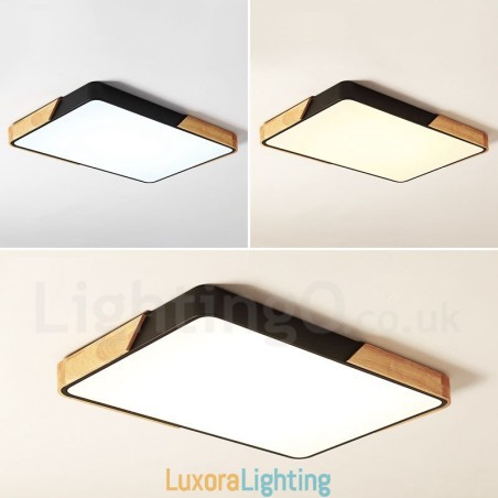 Designer Touch Decorative Dimmable Ultra thin Multi Colours Rectangle Wood Ceiling Light with Acrylic Shade Ceiling Lamp Nordic Style