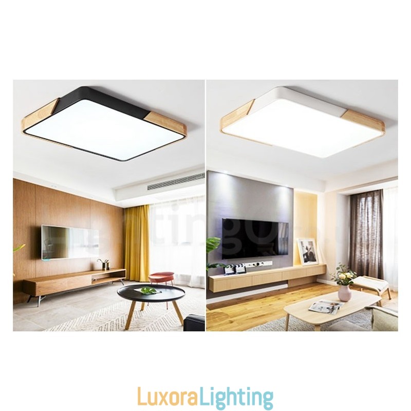 Designer Touch Decorative Dimmable Ultra thin Multi Colours Rectangle Wood Ceiling Light with Acrylic Shade Ceiling Lamp Nordic Style