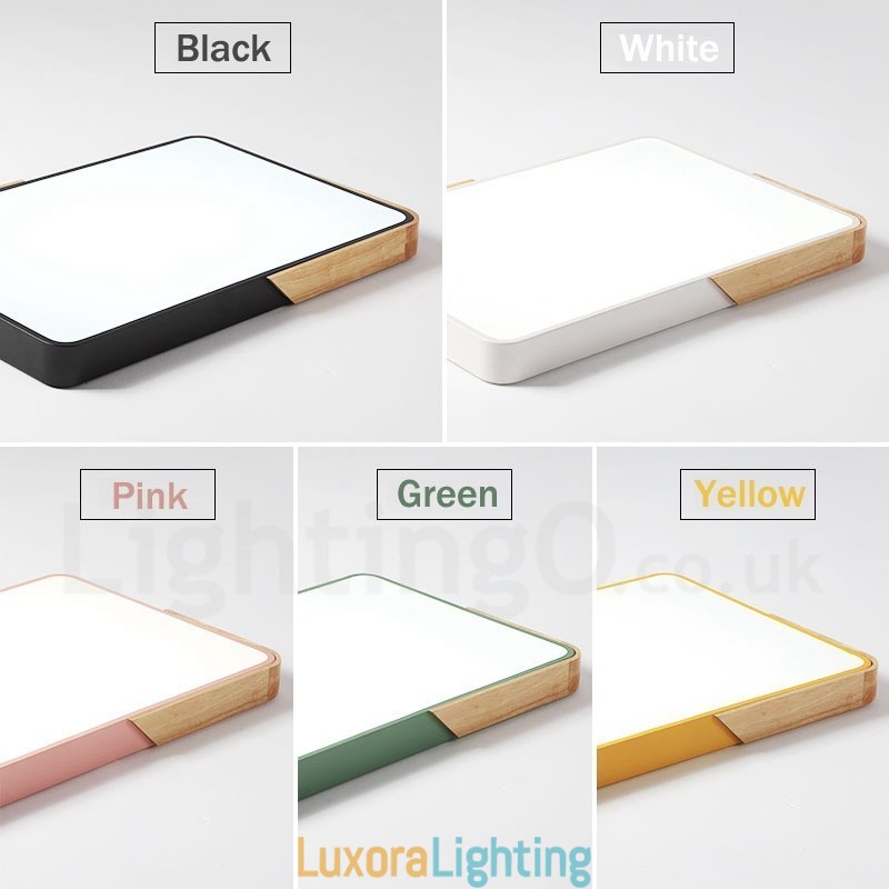 Designer Touch Decorative Dimmable Ultra thin Multi Colours Rectangle Wood Ceiling Light with Acrylic Shade Ceiling Lamp Nordic Style