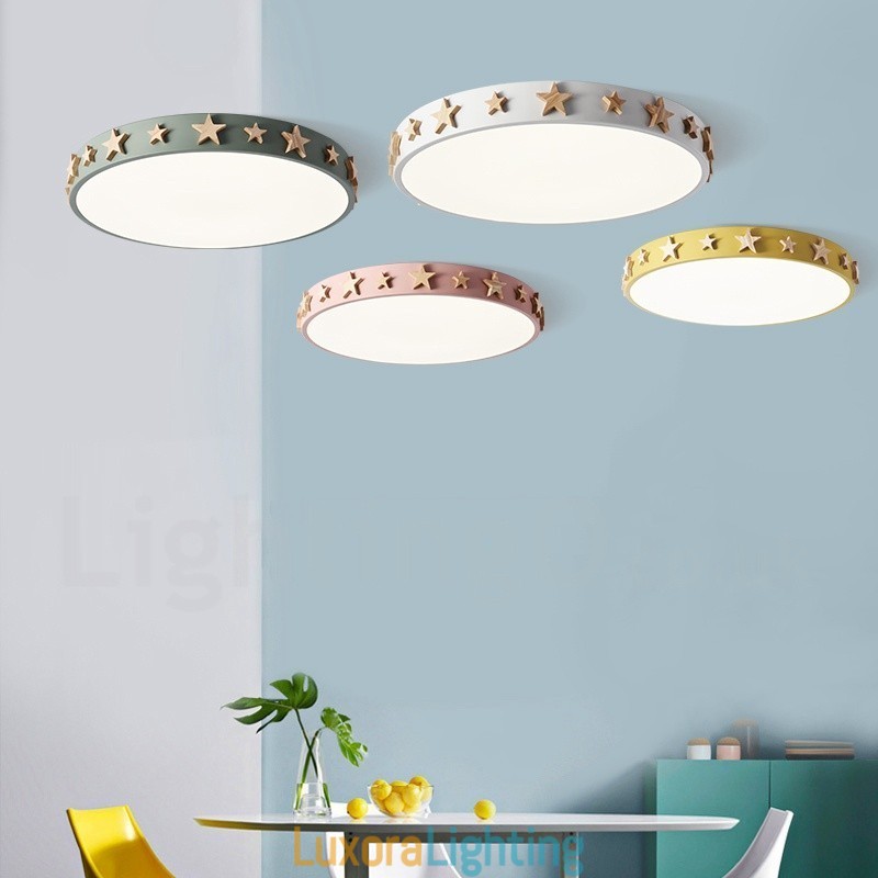 Designer Touch Decorative Dimmable Ultra thin Multi Colours Circular Wood Ceiling Light with Acrylic Shade Ceiling Lamp Nordic Style