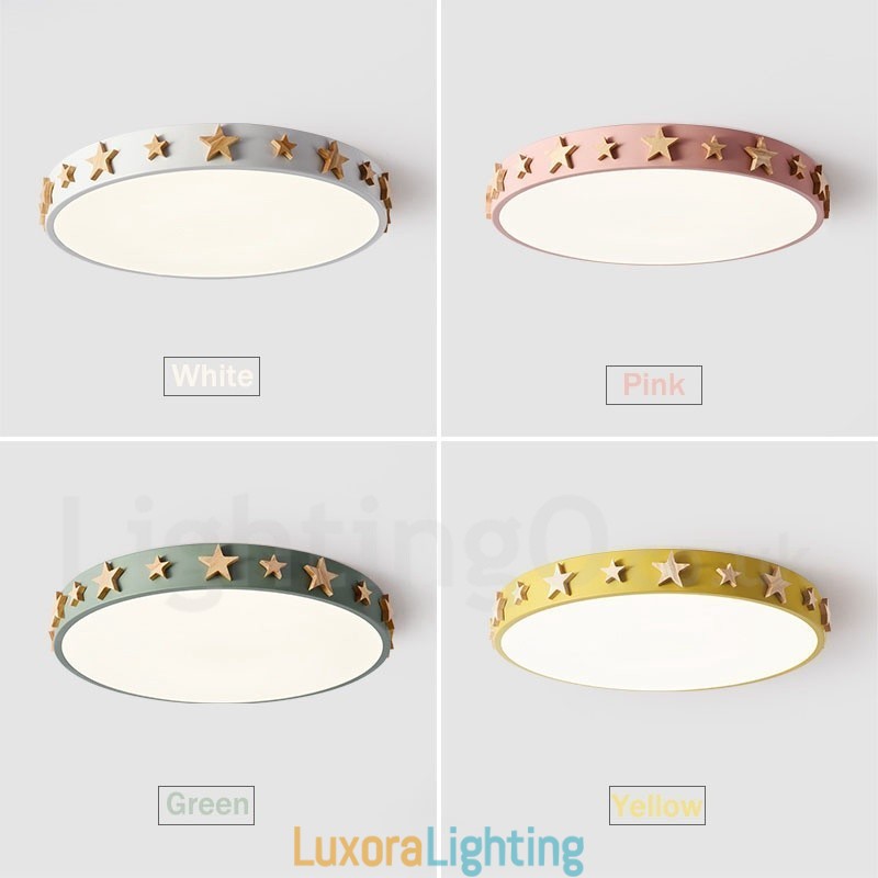 Designer Touch Decorative Dimmable Ultra thin Multi Colours Circular Wood Ceiling Light with Acrylic Shade Ceiling Lamp Nordic Style