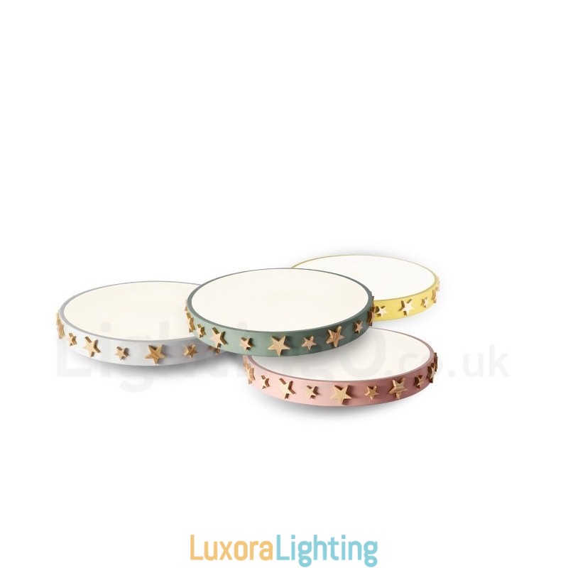 Designer Touch Decorative Dimmable Ultra thin Multi Colours Circular Wood Ceiling Light with Acrylic Shade Ceiling Lamp Nordic Style
