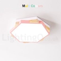 Designer Touch Decorative Dimmable Multi Colours Hexagon Wood Ceiling Light with Acrylic Shade Ceiling Lamp Nordic Style