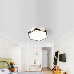 Designer Touch Decorative Dimmable Multi Colours Hexagon Wood Ceiling Light with Acrylic Shade Ceiling Lamp Nordic Style