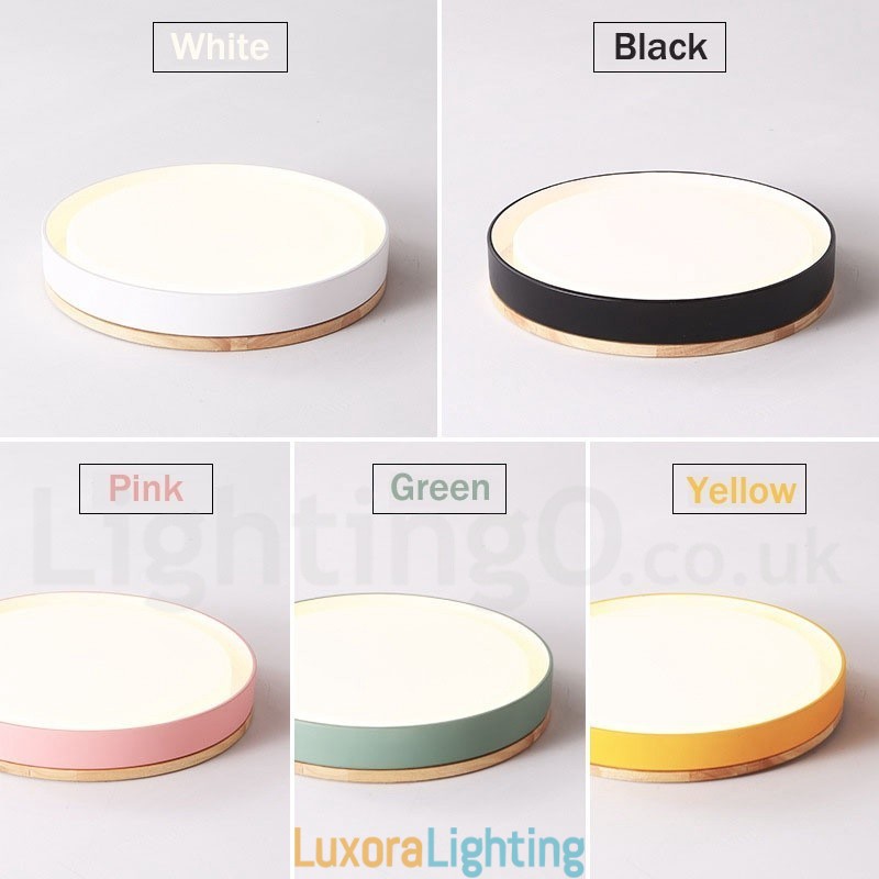 Designer Touch Decorative Dimmable Multi Colours Circular Wood Ceiling Light with Acrylic Shade Ceiling Lamp Nordic Style