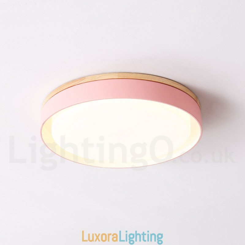 Designer Touch Decorative Dimmable Multi Colours Circular Wood Ceiling Light with Acrylic Shade Ceiling Lamp Nordic Style