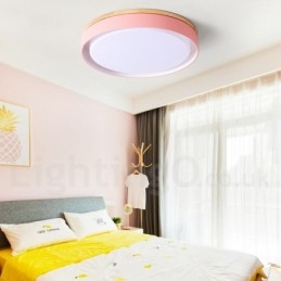 Designer Touch Decorative Dimmable Multi Colours Circular Wood Ceiling Light with Acrylic Shade Ceiling Lamp Nordic Style