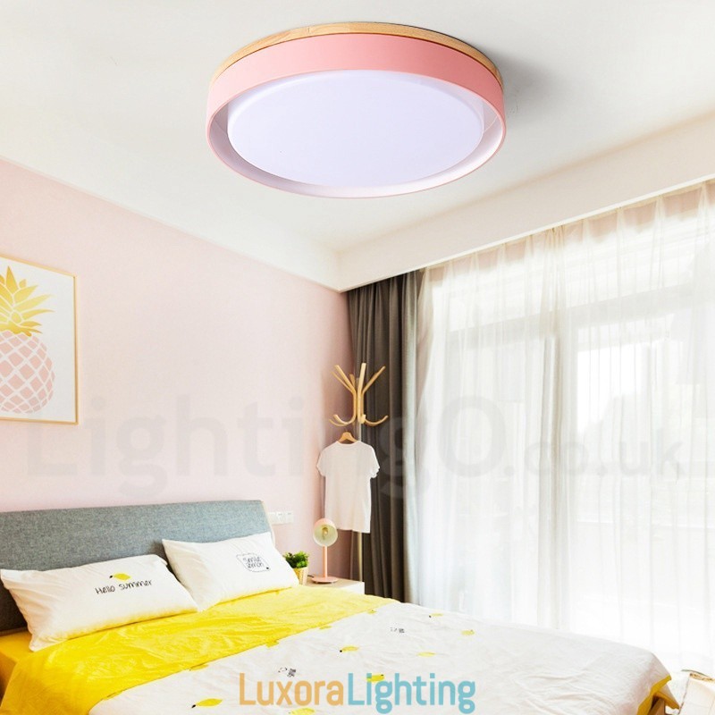 Designer Touch Decorative Dimmable Multi Colours Circular Wood Ceiling Light with Acrylic Shade Ceiling Lamp Nordic Style