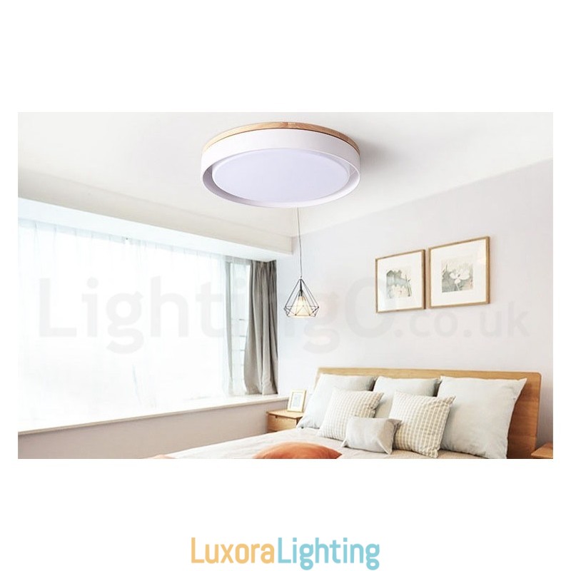Designer Touch Decorative Dimmable Multi Colours Circular Wood Ceiling Light with Acrylic Shade Ceiling Lamp Nordic Style