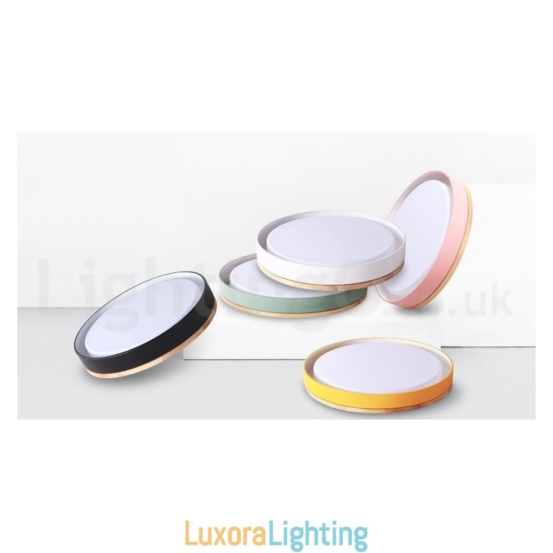 Designer Touch Decorative Dimmable Multi Colours Circular Wood Ceiling Light with Acrylic Shade Ceiling Lamp Nordic Style