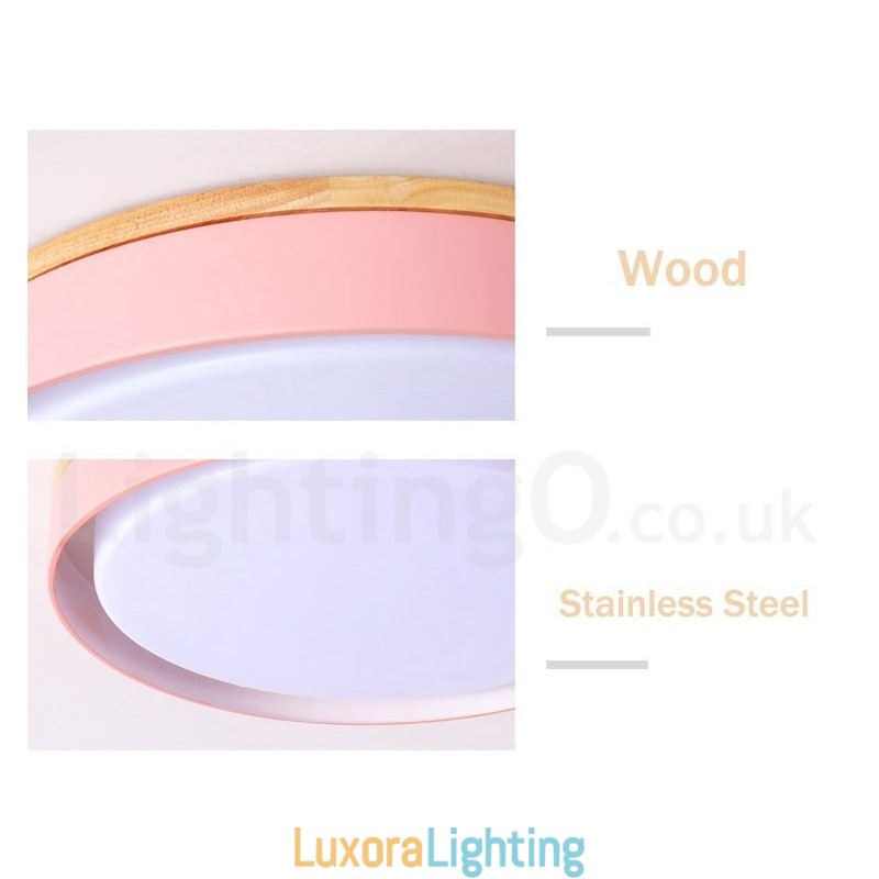 Designer Touch Decorative Dimmable Multi Colours Circular Wood Ceiling Light with Acrylic Shade Ceiling Lamp Nordic Style