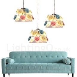 Designer Touch Decorative Multi Colours Flower Macaron Ceiling Pendant Light with Glass Shade Pendant Lamp